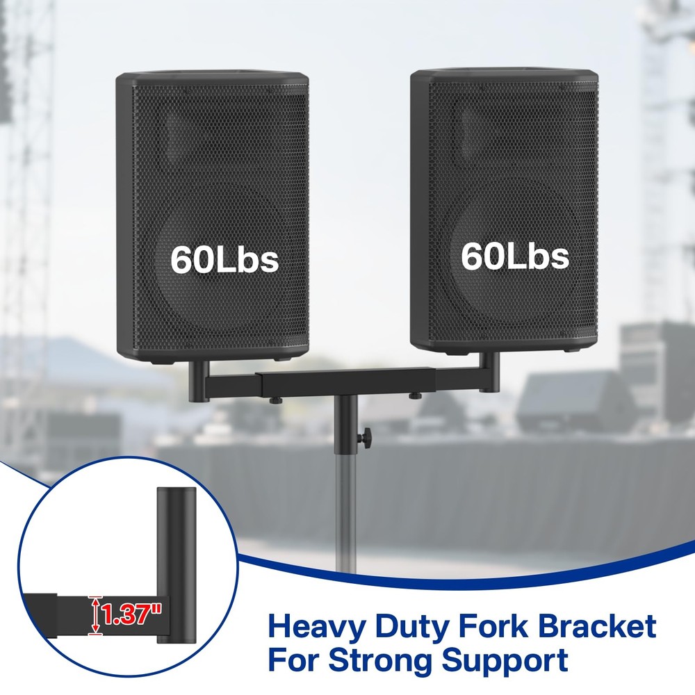 Heavy Duty Dual Fork Bracket Speaker Mount Bar Mounting Adjustable Width 13.7...