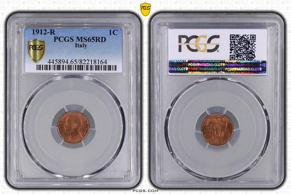 1912 R ITALY Bronze CENTESIMO PCGS MS-65 RD