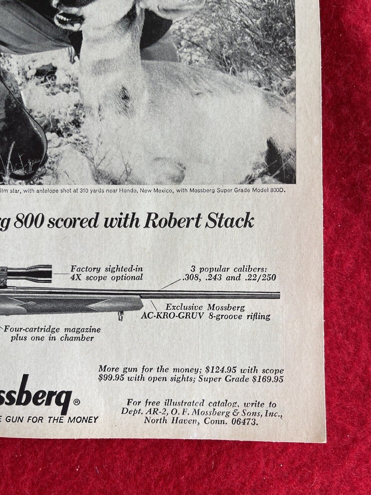 Vintage 1968 Print Ad Mossberg 800 Rifle Robert Stack Actor Advertisement