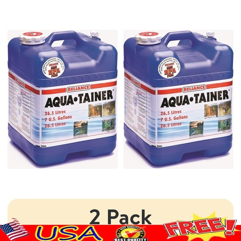 7 Gallon Water Container 2 Pack Stackable BPA Free Portable Spout Handle New