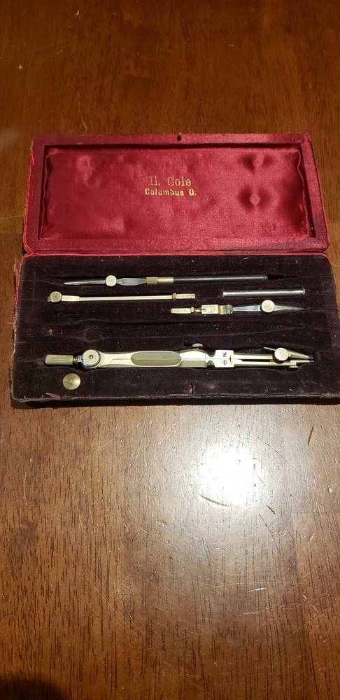 VINTAGE  H COLE CO. DRAFTING TOOLS KIT COLUMBUS OHIO