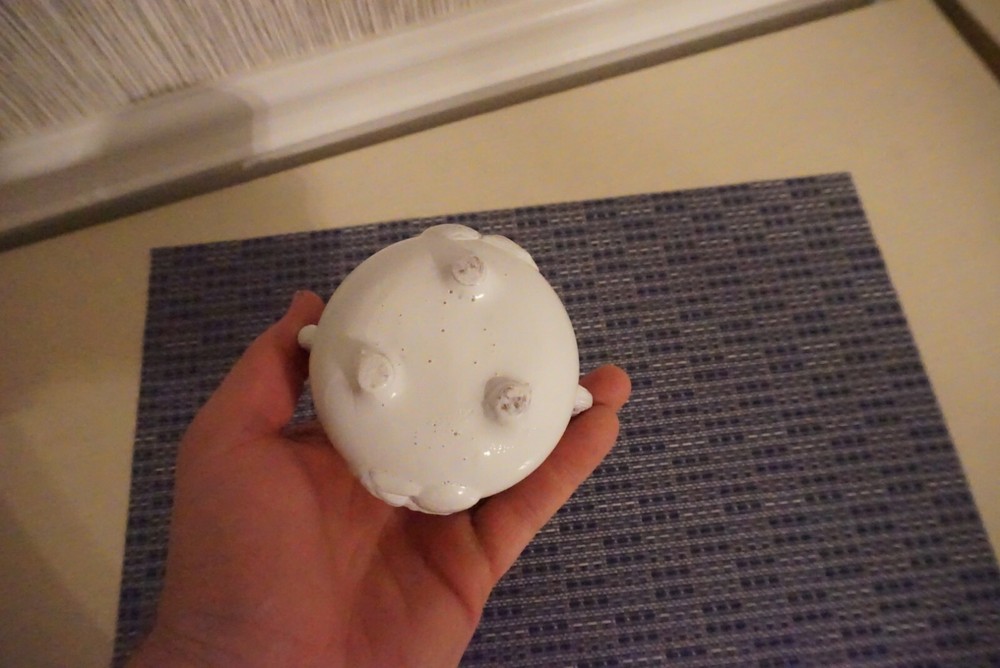 Small White Painted Incense Burner with Foo Dog