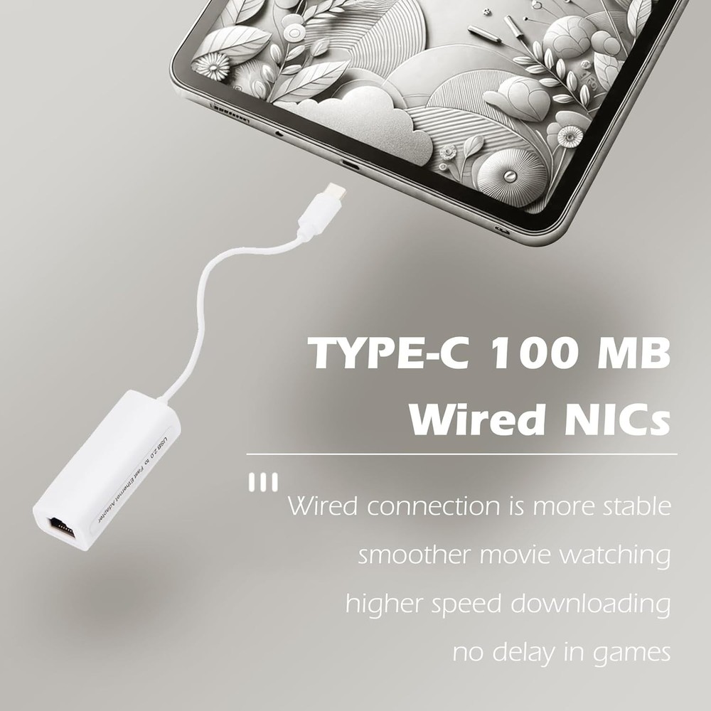 USB-C to Ethernet Adapter, High-Speed Network for Type-C Devices, White