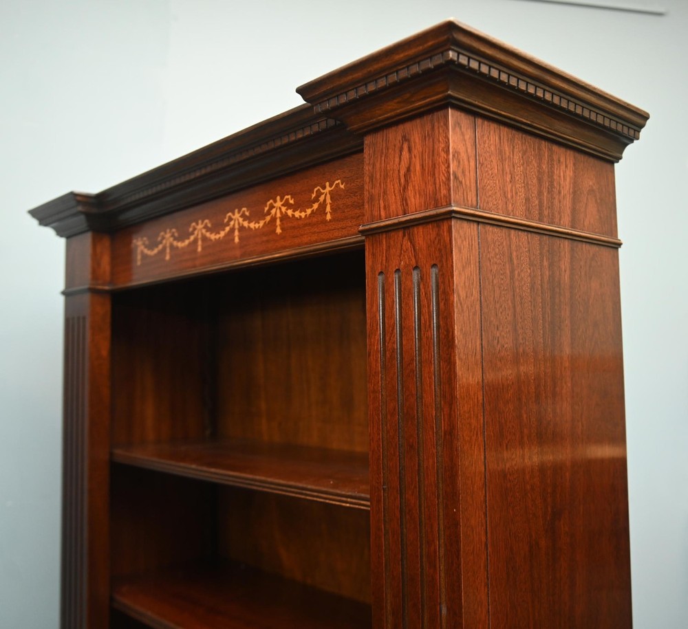 Regency Bookcase Sheraton Inlay Open Front Book Case