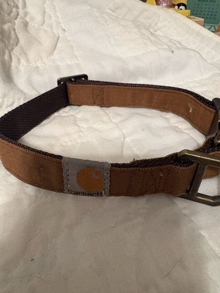 Brown carhartt dog collar medium Nylon Reflective Stitching
