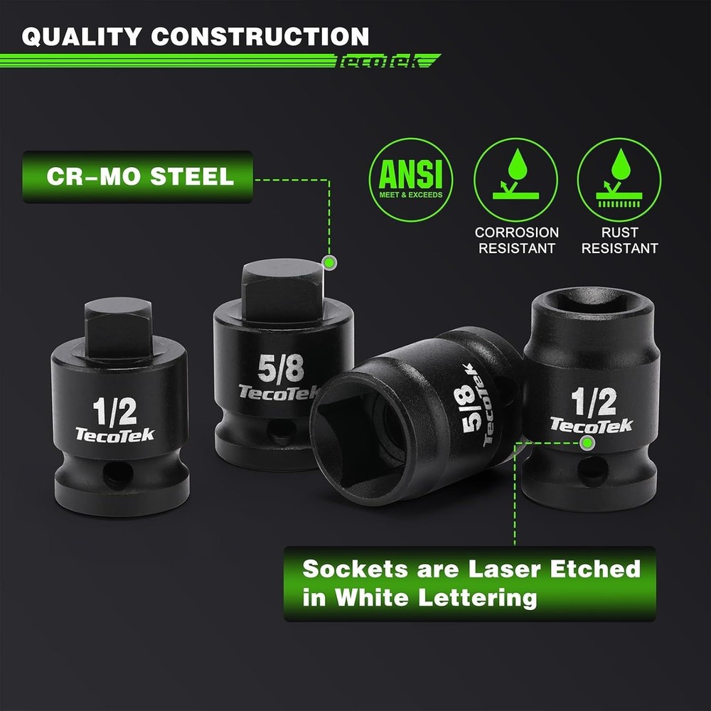 1/2" Drive Pipe Plug Socket Set, Square Drive Socket, 10-Piece, SAE, 4 Point...