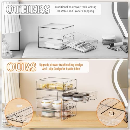 2.2'' Tall Acrylic Clear Stackable Storage Drawer Organizer,8 8 PCS-2.2In Tall
