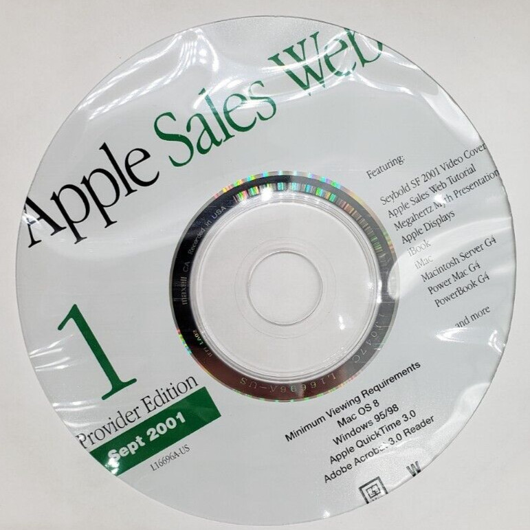 Apple Computer 2 DVD Set Sept 2001 Apple Sales Web Provider Edition Training