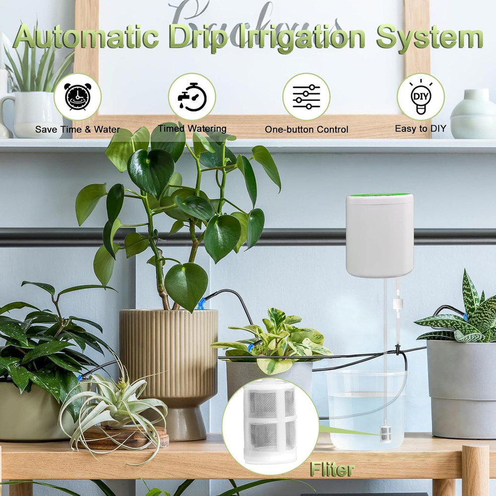 Automatic Plant Waterer Self Watering System - Drip Irrigation Kit with Programm