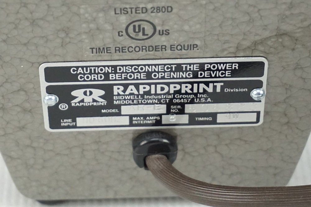 Rapidprint AR-E Time Clock Stamp Needs Ribbon 2002-2013