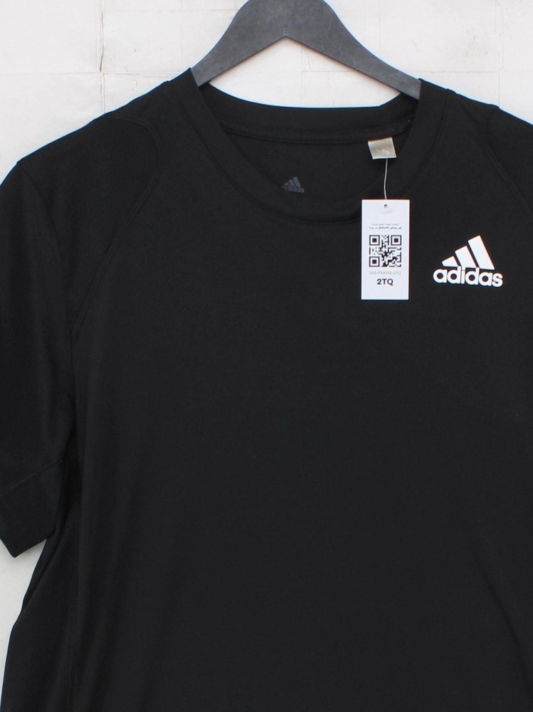 Adidas Men's T-Shirt L Black 100% Polyester Round Neck Basic