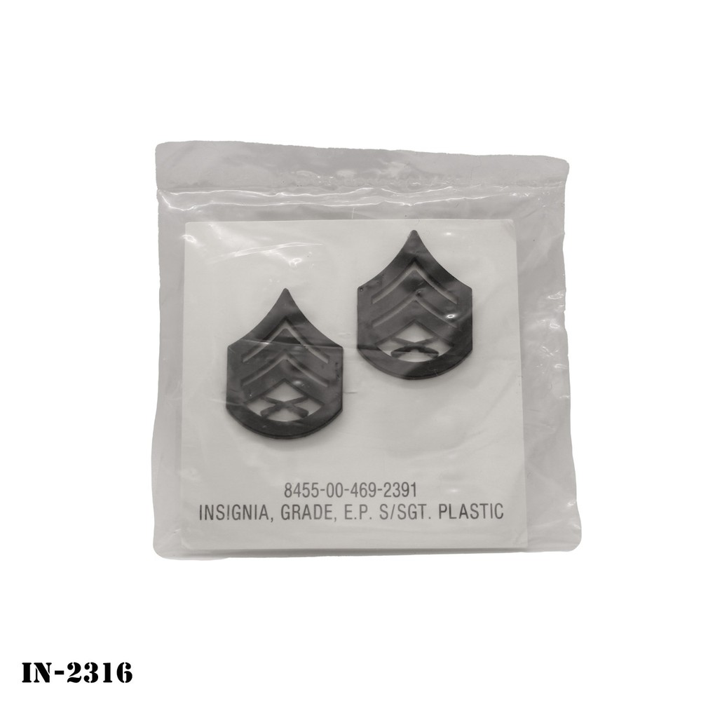 Marine Corps Chevron Pins ~ E6 Staff Sergeant ~ Black Plastic Subdued ~ NEW