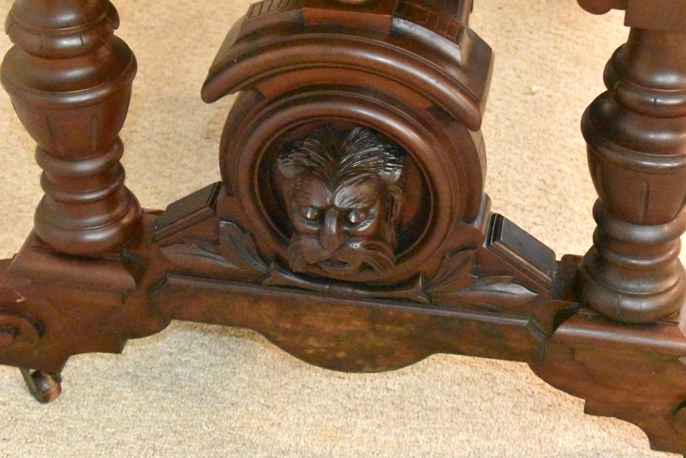Victorian Walnut Library Table Belter Style