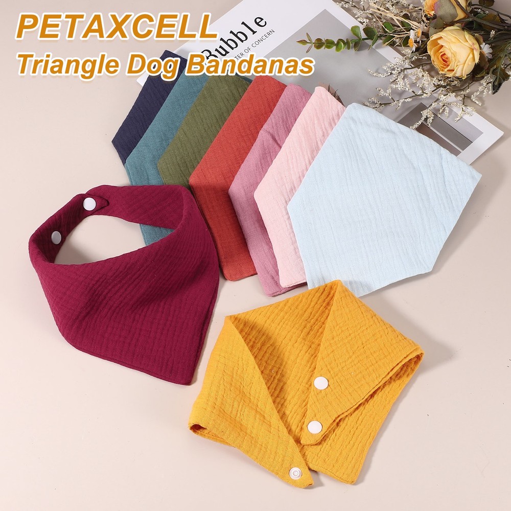 Triangle Dog Bandanas with Button (Fabric, 2Pcs, Dark Yellow)