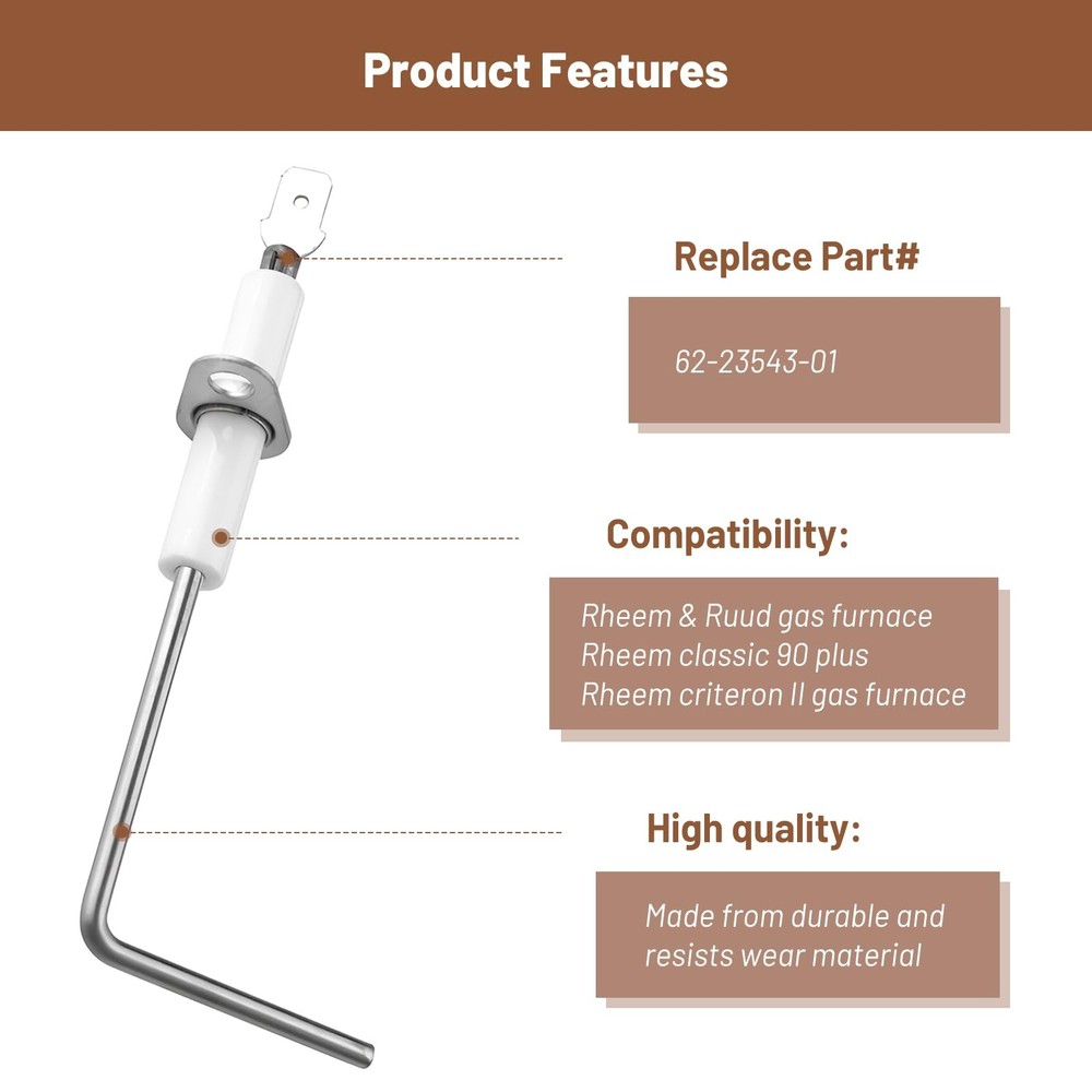 Flame Sensor Fit for Rheem Furnace - Igniter Sensing Rod 3 Pack