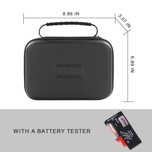 Battery Storage Case for AA AAA Button Cells, Battery Organizer Case, for BLACK