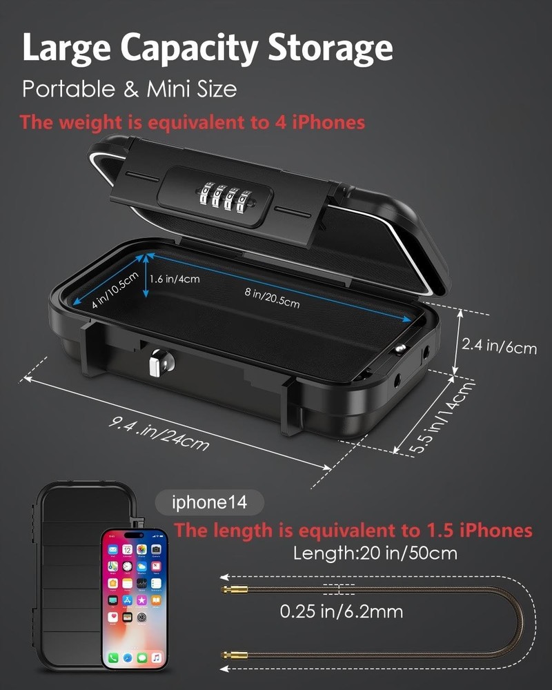 AMIR Portable Safe Box, Combination Security Case LockBox with Code, Black