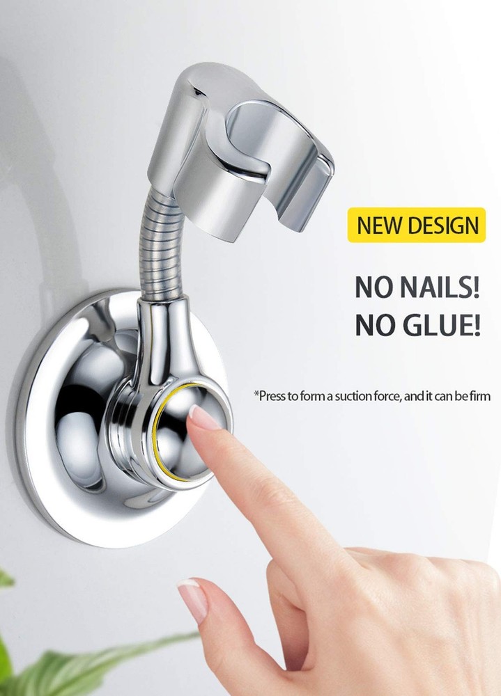 Bafeel Shower Head Holder Suction Cup Handheld Bracket Chrome Silver