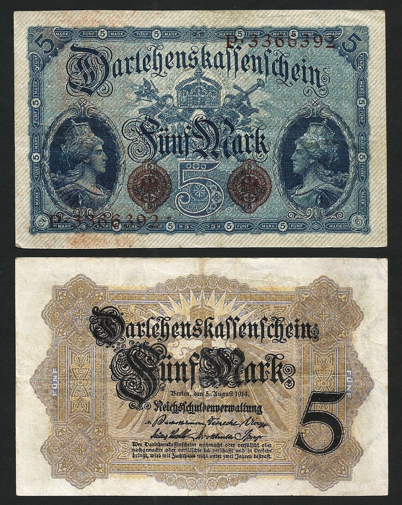 Germany 5 Mark 1914, aXF, P-47