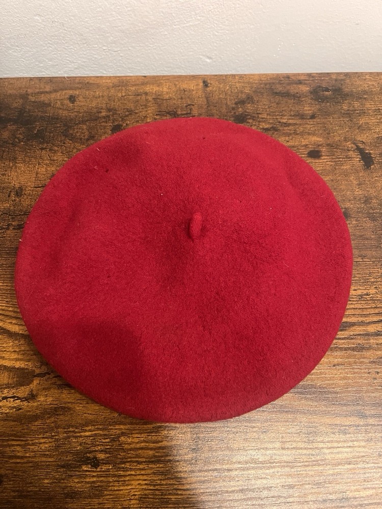 Red Wool Felt Beret Women's One Size Hat for Fall Winter Spring