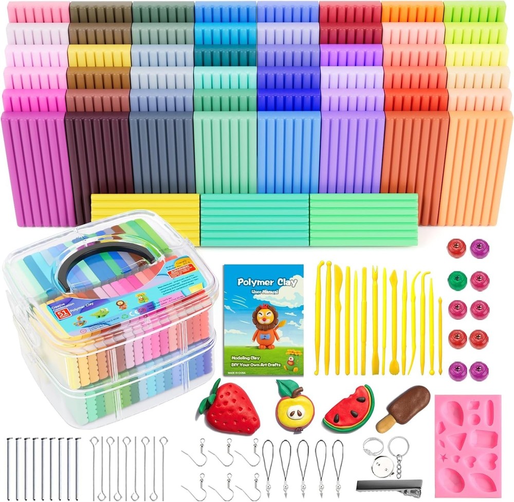 51-Color Polymer Clay Starter Kit with Tools
