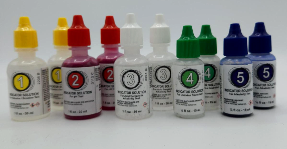 #1 - #5 POOLMASTER / POOLSTYLE TEST KIT REAGENTS **10 PACK! 2 Full sets!