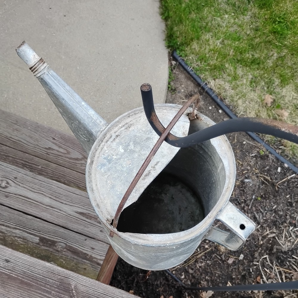 Vintage Rustic Galvanized Metal Watering Can Primitive Barn Find