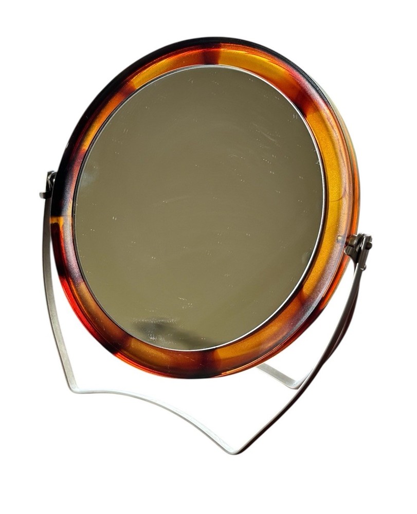Faux Tortoiseshell Makeup Mirror Double Sided Plastic