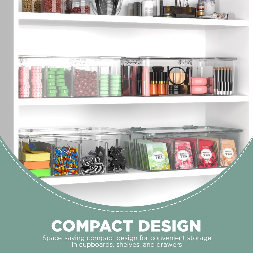 Utopia Home Tea Bag Organizer 3-Pack: Clear Stackable Storage for Pantry & More