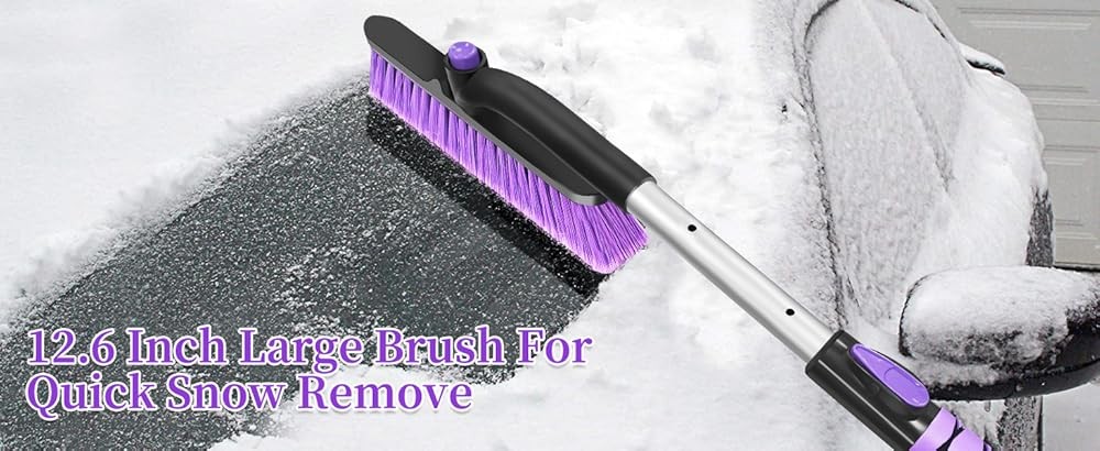 Ice Scraper.6 Inch Lar Brush Head, Extendable Ice Scraper and Snow