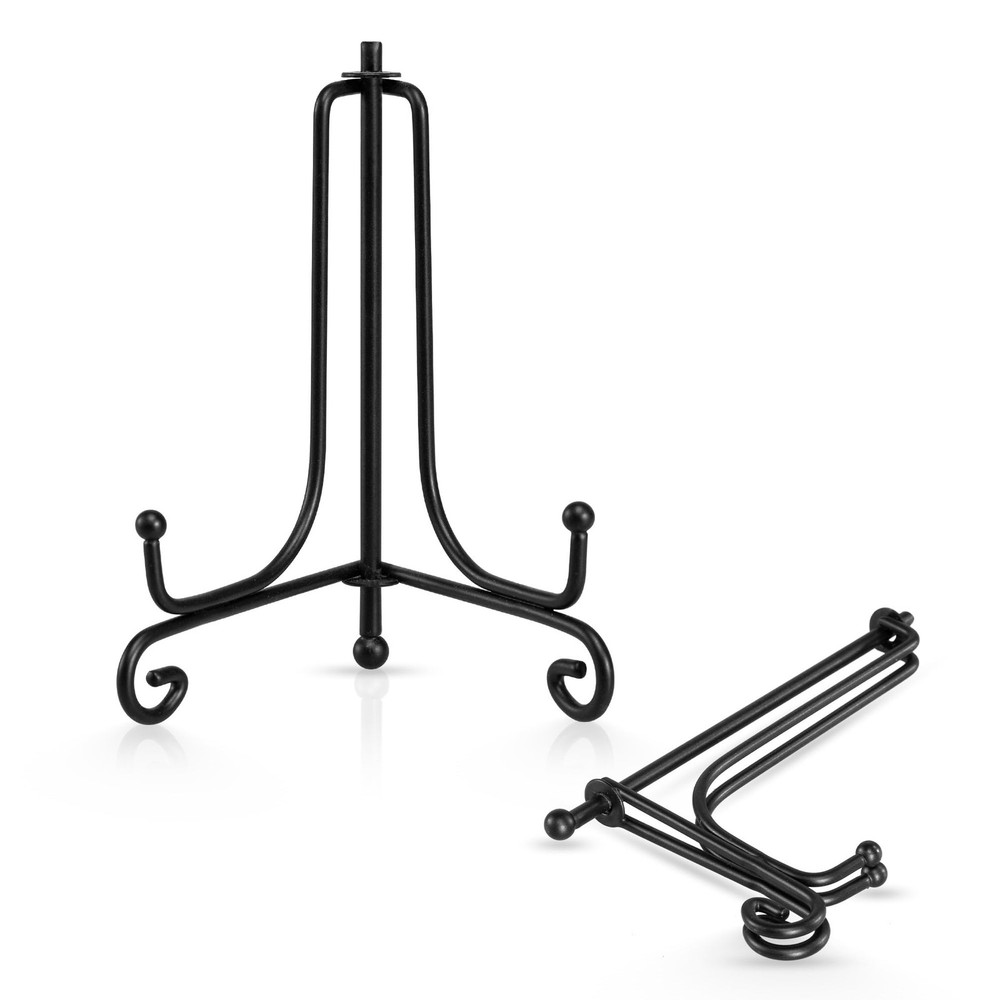 (4 pack)Iron Display Stand, Black Iron Easel Plate 4 inch pack),