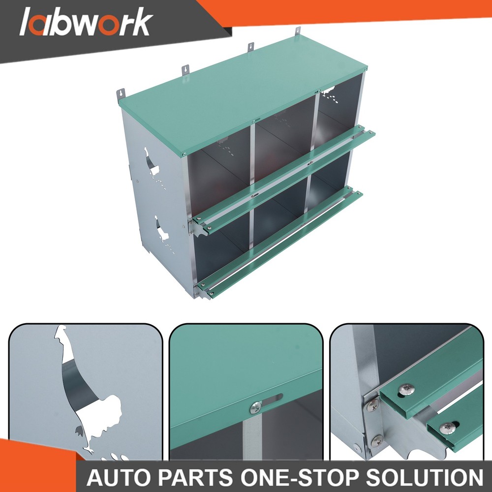 Labwork 6-Compartment Metal Poultry Nesting Box Wall Mount Easy Egg Collection