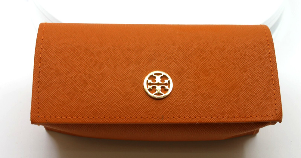 TORY BURCH EYEWEAR EYEGLASSES ORANGE GOLD CASE ONLY AUTHENTIC
