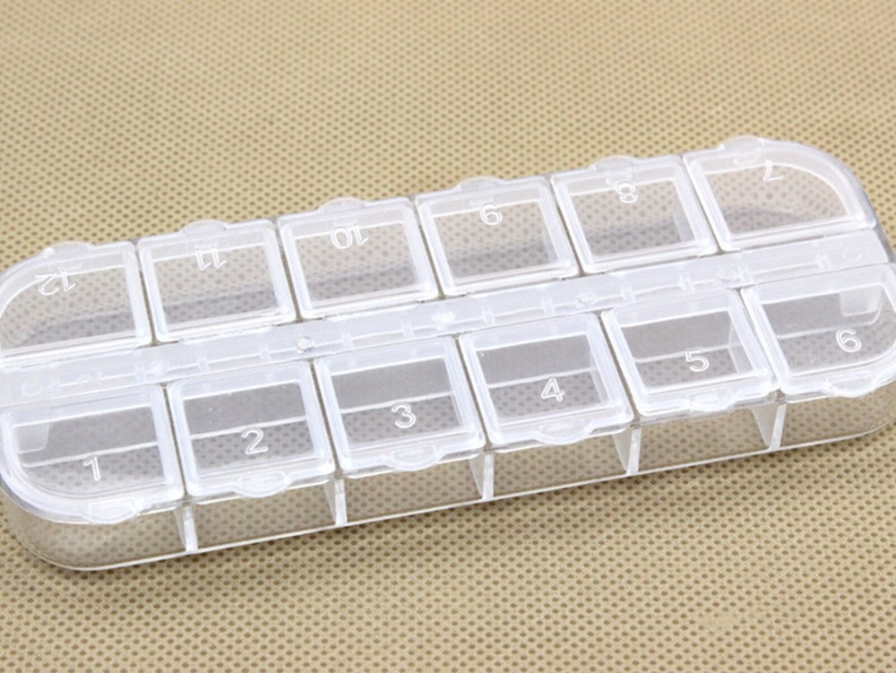 4pcs Clear Plastic Organizer Box Case 12 Grids Jewelry Beads Display Storage