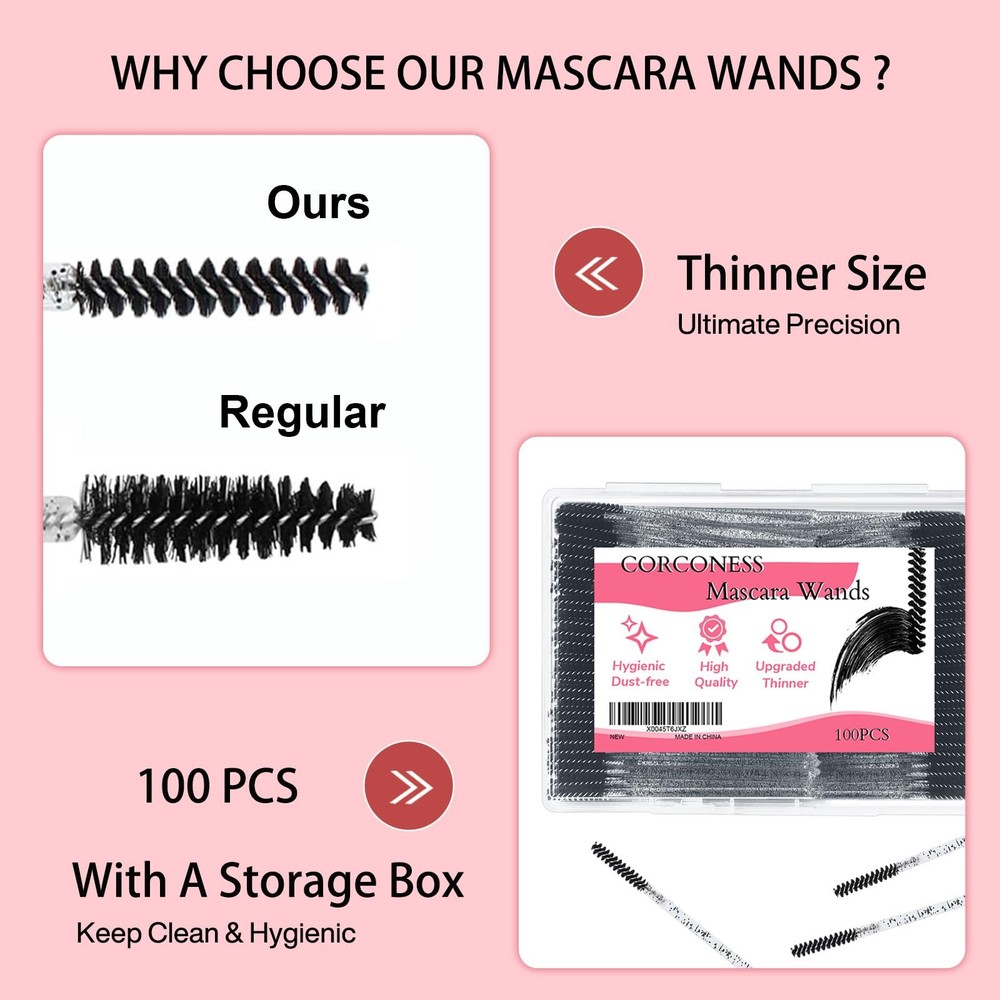 100 Pcs Mini Disposable Lash Spoolies for Eyelash Extensions and Brows