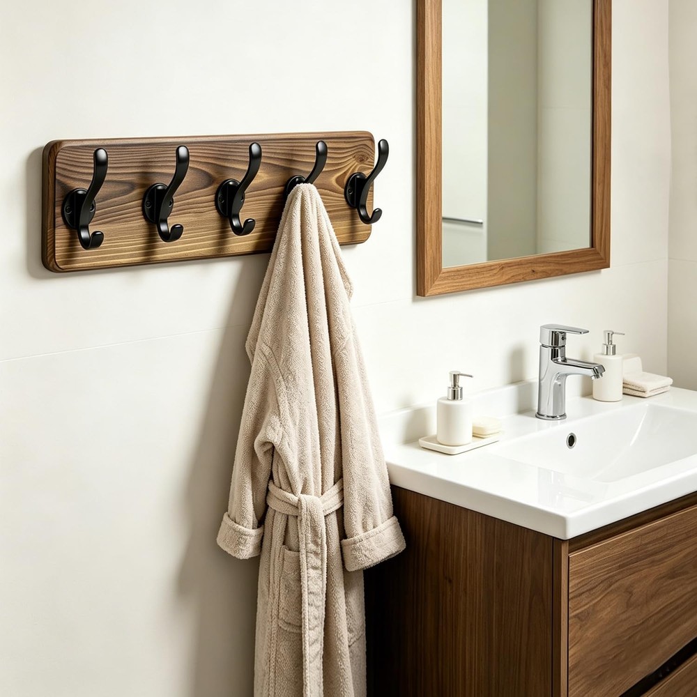 17" Coat Rack Wall Mount, Rustic Wall Mounted Coat Rack, Pine Solid Wood Coat...