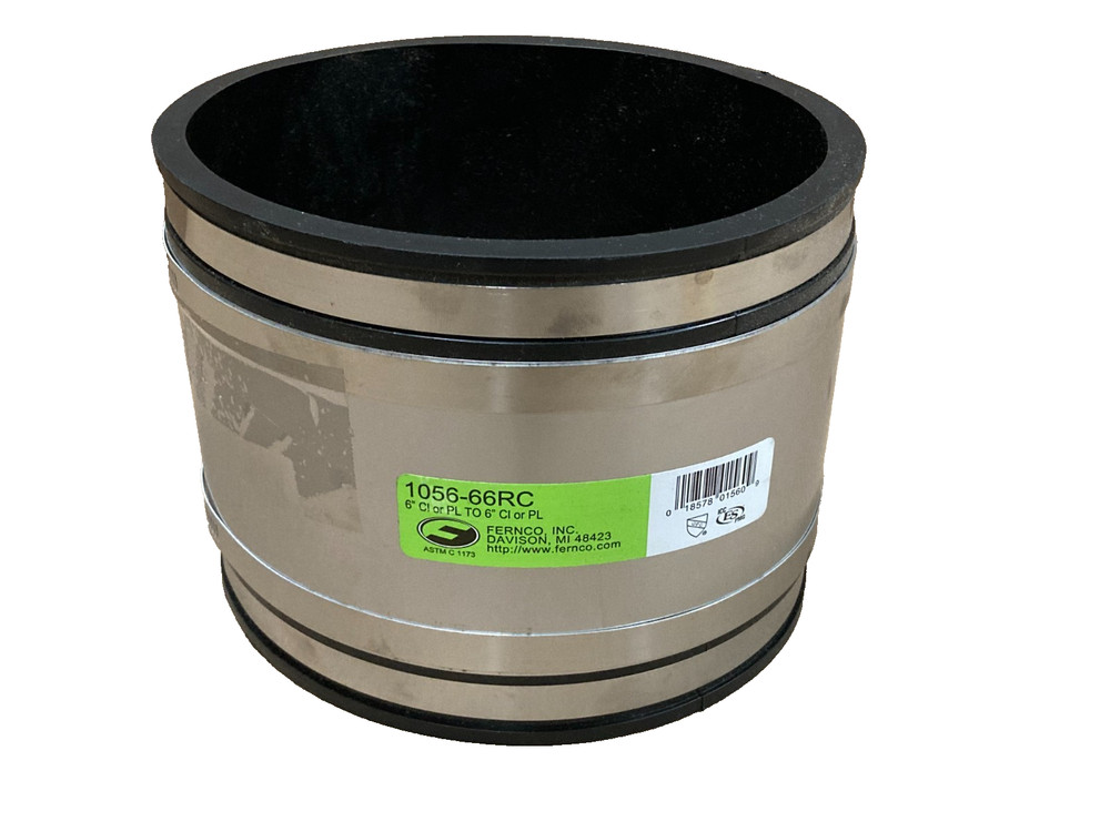 Fernco 6x6 PVC Coupling Connector with Clamp/Shearing Ring, Strong Back Flexible