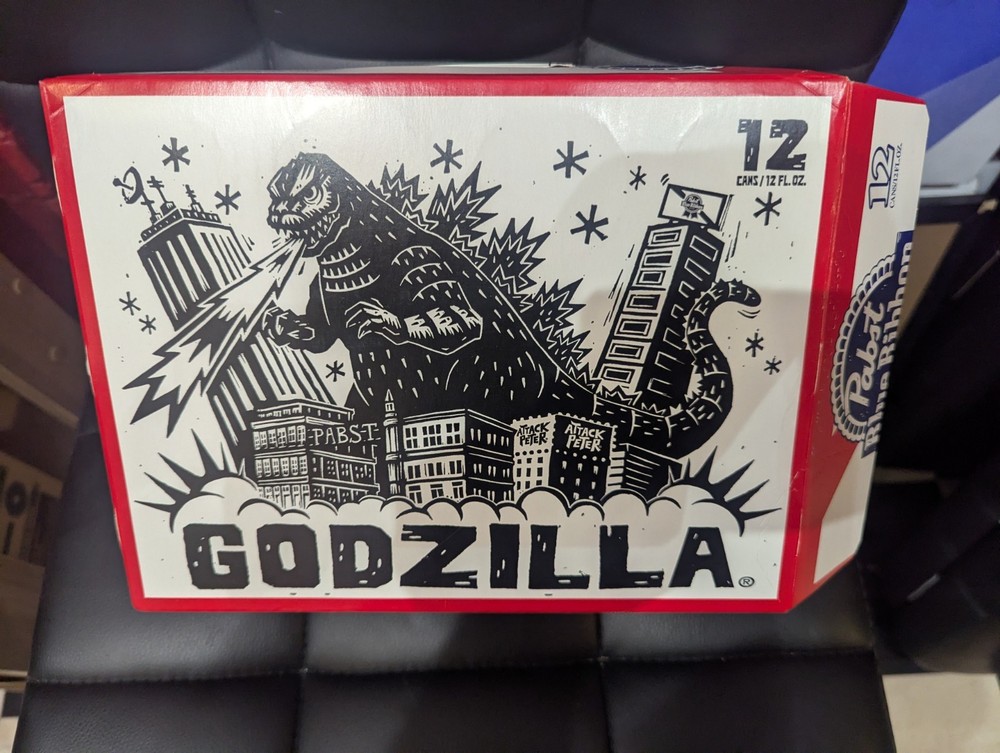 Complete Attack Peter Toho PBR Godzilla Pabst Blue Ribbon Full Case Empty Cans