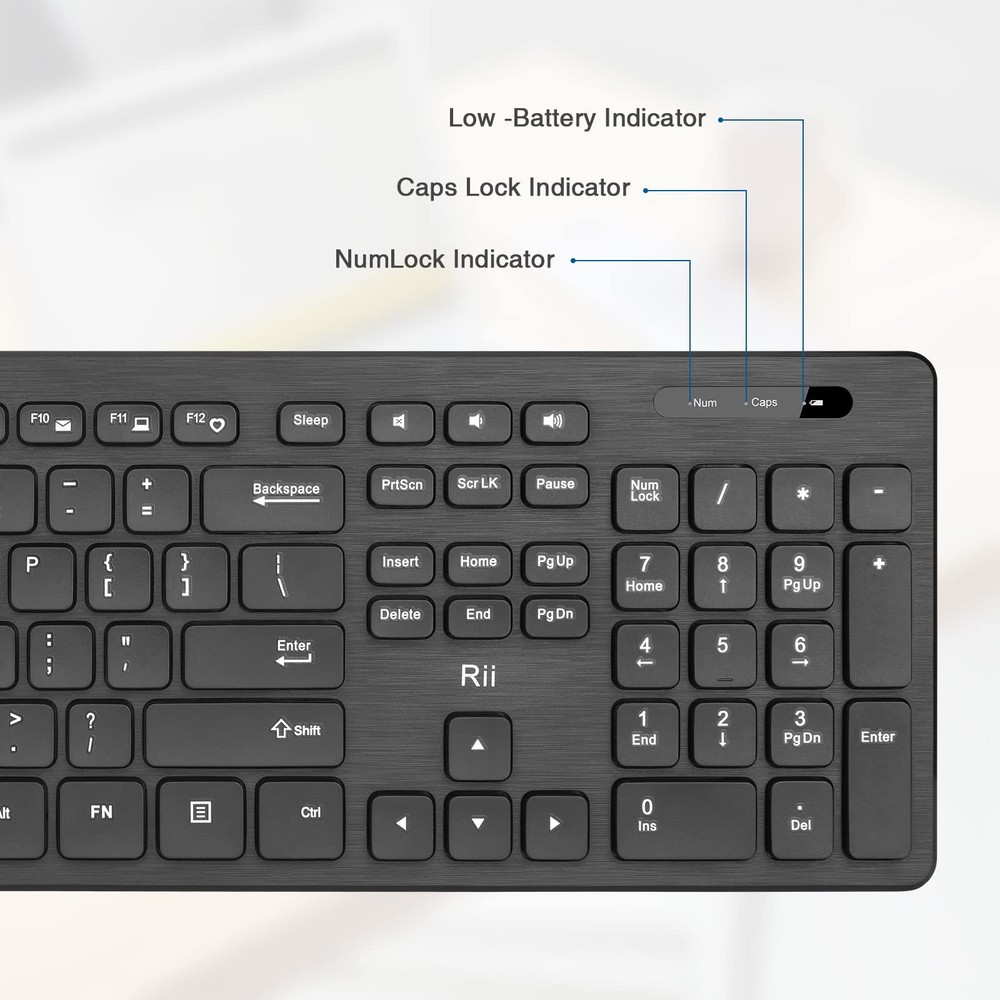 Wireless Keyboard and Mouse Combo for Office PC - Optical Wireless Mice, Black