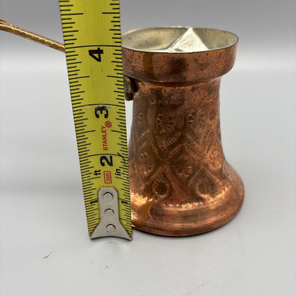 Antique Copper Coffee Pot Decorated Handle Turkish Coffee
