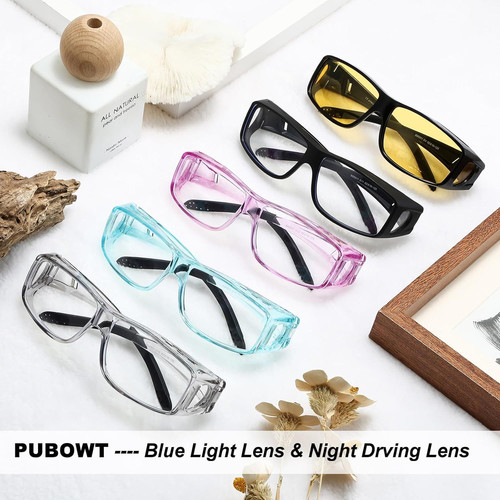 Fit Over Glasses Blue Light Blocking and Night Vision Transparent Gray