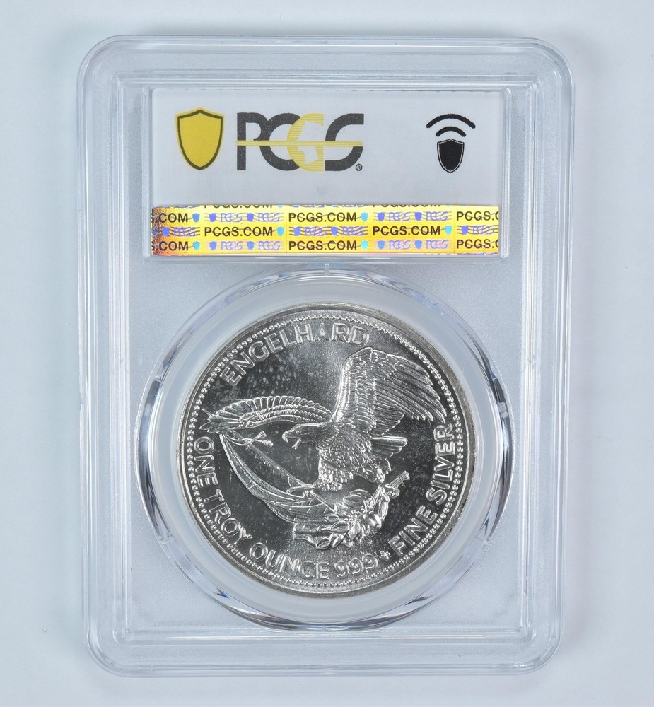 1987 Engelhard Prospector 1 Oz Silver Round Eagle Reverse MS66 PCGS