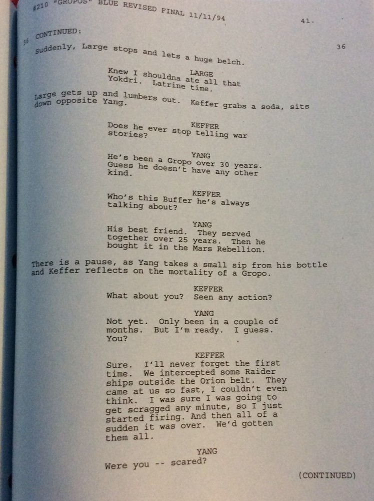 ORIGINAL SCRIPT BABYLON 5 GROPOS #210 BRUCE BOXLEITNER JERRY DOYLE CHRISTIAN
