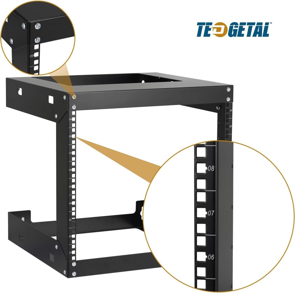 9U Wall Mount Rack Open Frame 19 Inch Server Equipment 2 Post Network #1295H T5