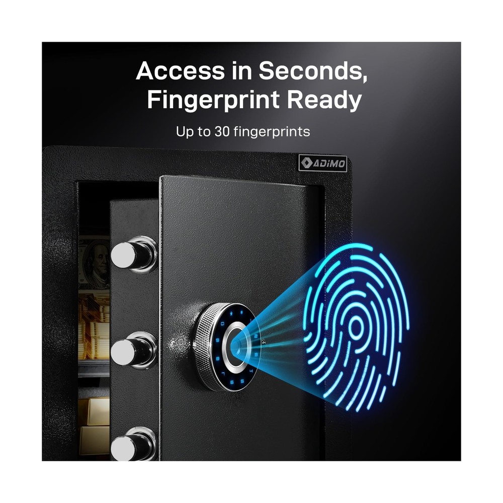 ADIMO Biometric Safe Box, Fireproof 1.6 CuFt Fingerprint Safe w/Touchscreen, ...