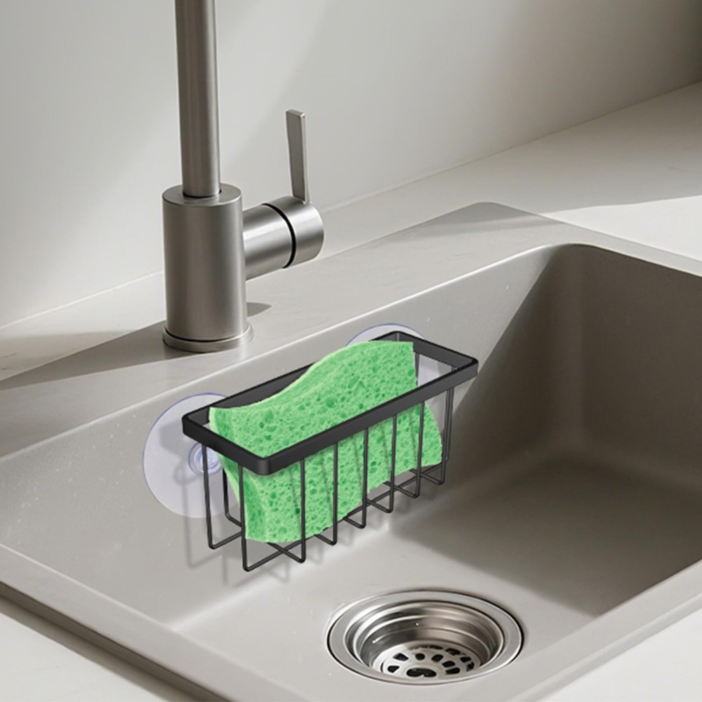 kickic Sponge Holder for Kitchen Sink,Kitchen Standard, Black