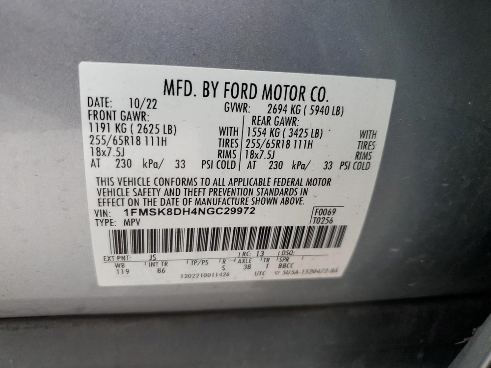 Passenger Camera/Projector Radar Unit Rear Fits 20-22 EXPLORER 2076646