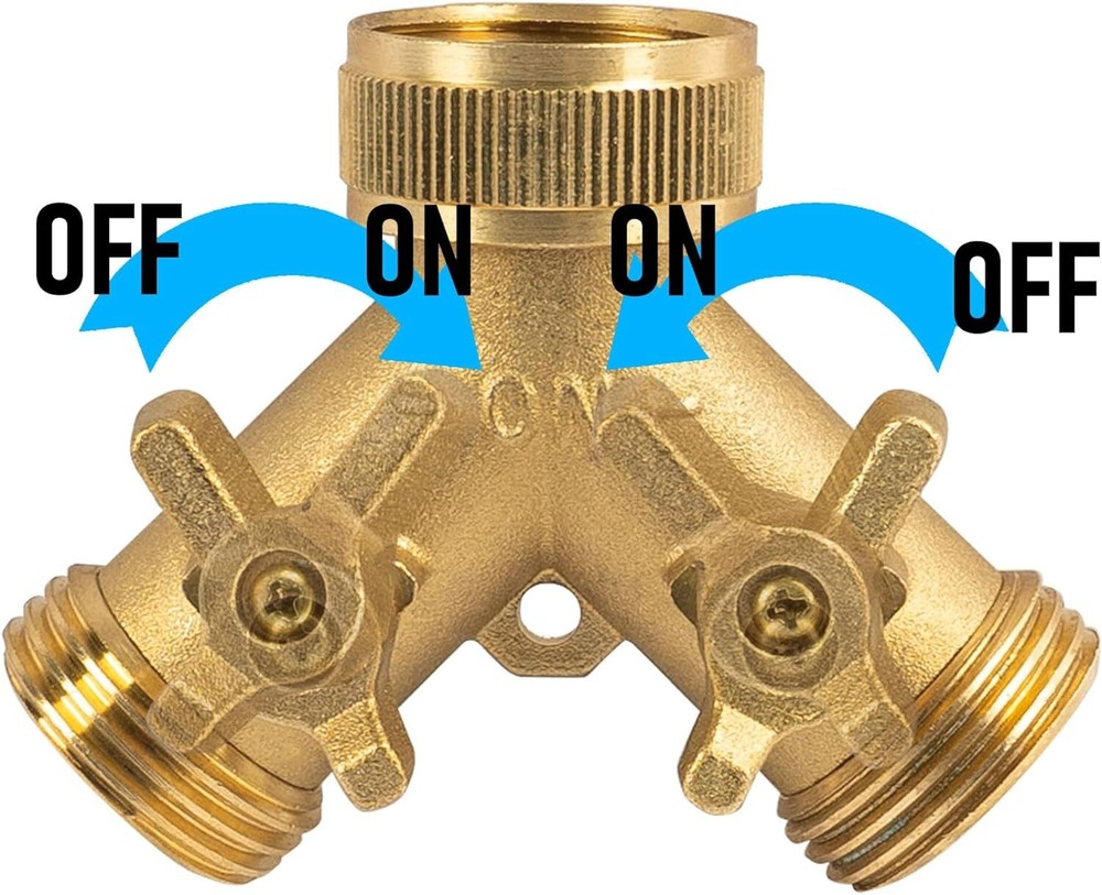 Brass Garden Hose Splitter 2 Way Solid Brass Hose Y Splitter 2 Valves With 2 E