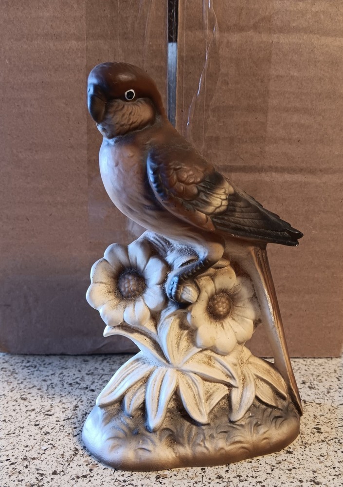 Vintage Brown Ceramic Parrot Figurine
