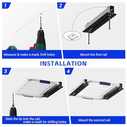 5 Pack Overhead Storage Bin Rack, Ceiling Racks for Utility Bins 4 Bins